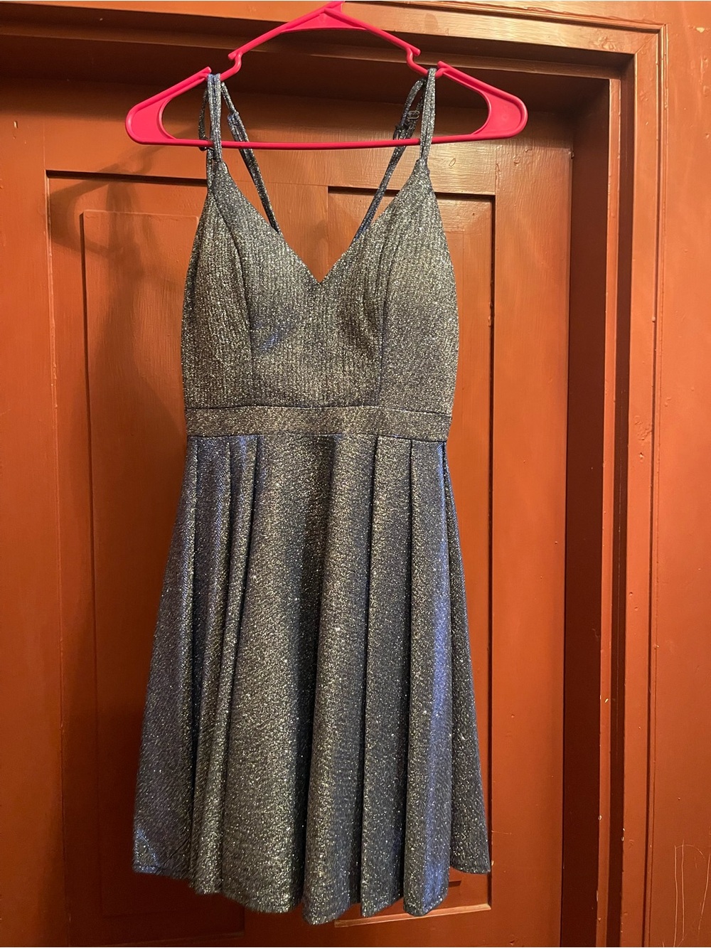 Sparkle V-Neck Silver Party Dress